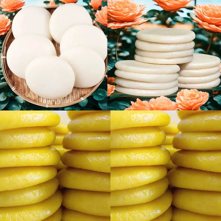 贵州特产手工糯米白糍粑栀子黄糍粑高粱粑豆沙馅糍粑黄豆面糍粑