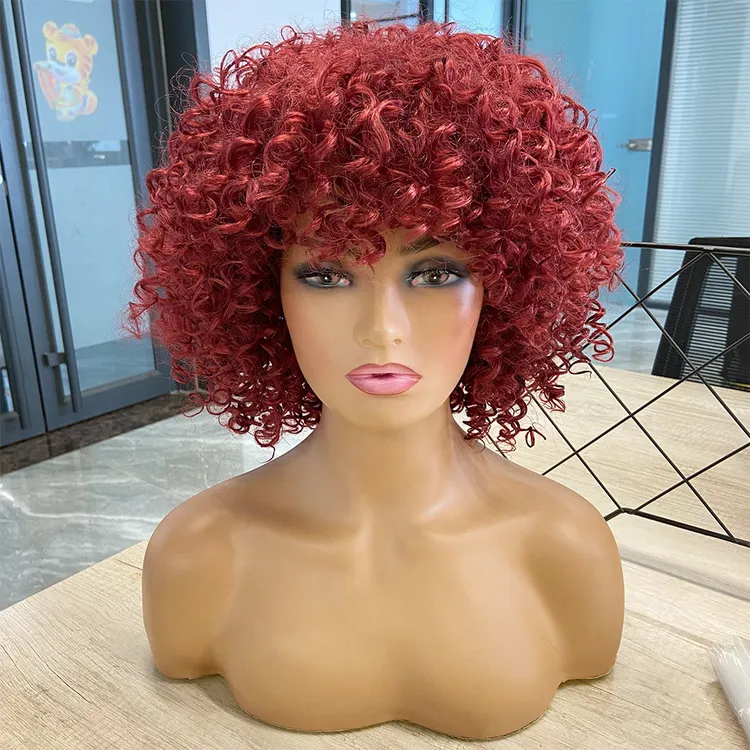欧美 kinky curly wigs 非洲小卷渐变色短卷发假发女化纤头套