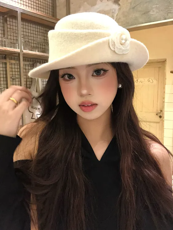 法式千金风优雅礼帽女秋冬赫本风贝雷帽复古时尚显脸小帽子渔夫帽
