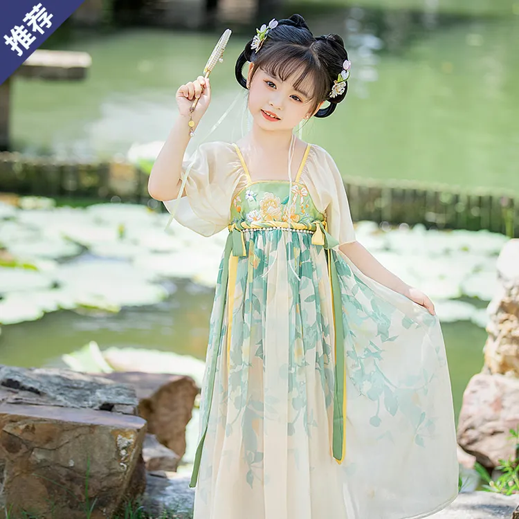 汉服女童连衣裙夏季6-12岁15儿童洋气夏装中国风公主裙子女孩襦裙
