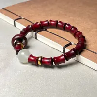 紫檀竹节夜光珠手串003