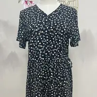 【绒兰】V领收腰抽绳木耳花边府绸连衣裙 71#  小雏菊