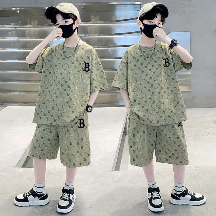 童装男童夏装套装2025新款儿童夏季中大童男孩冰丝短袖网红运动潮