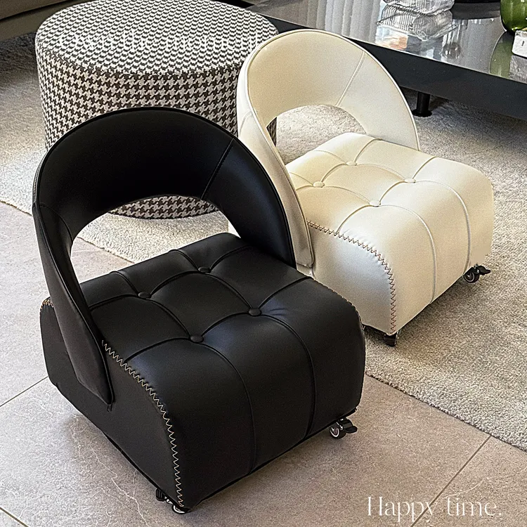 1超大号现代轻奢阳台单人休闲椅落地沙发凳家用靠背懒人滑轮凳