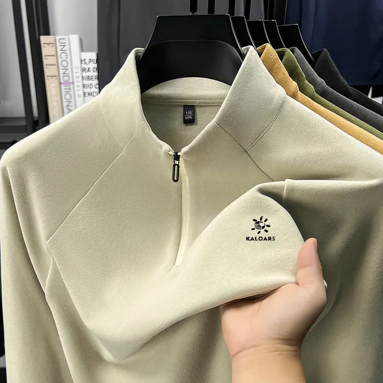 太阳花大牌男士德绒半高拉链抓绒卫衣户外宽松大码长袖秋冬打底衫