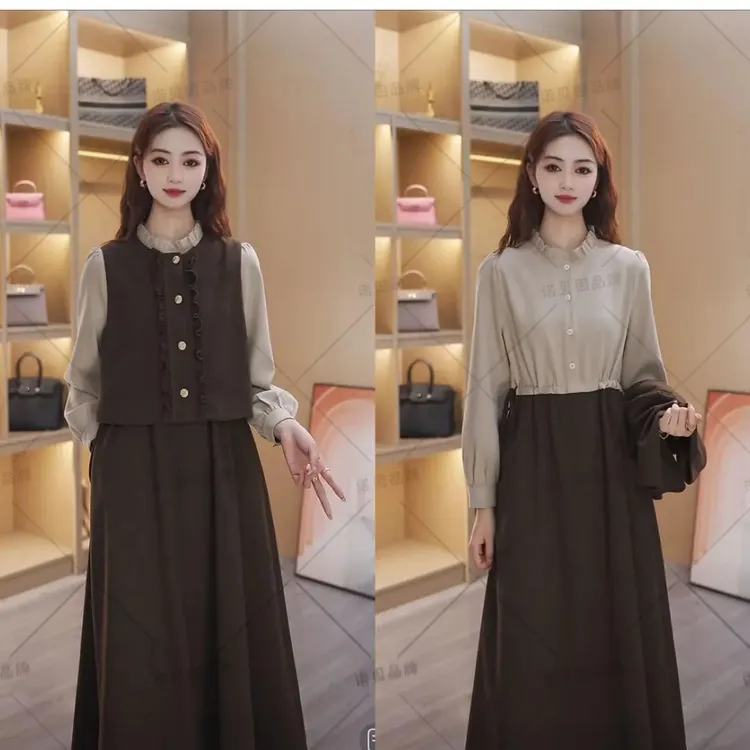 nuobeiyin/诺贝因冬季套装两件套高级感轻奢高端连衣裙NNBY660950