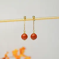 【小北好物】S925银南红耳钉约8mm+【多样性发一件】2QH258X20