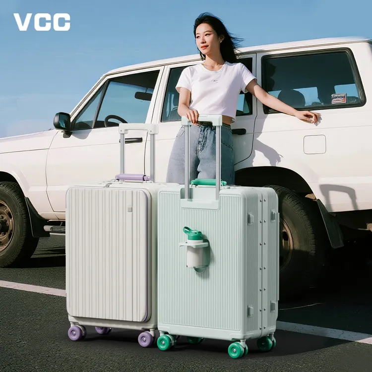 前开口登机行李箱女士20寸密码旅行箱轻便铝框大容量拉杆箱男24寸