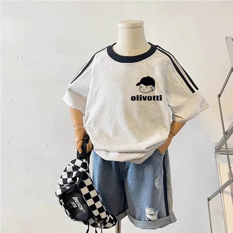 儿童纯棉短袖印花t恤2025夏季新款男童中大童帅气半袖男孩上衣潮T