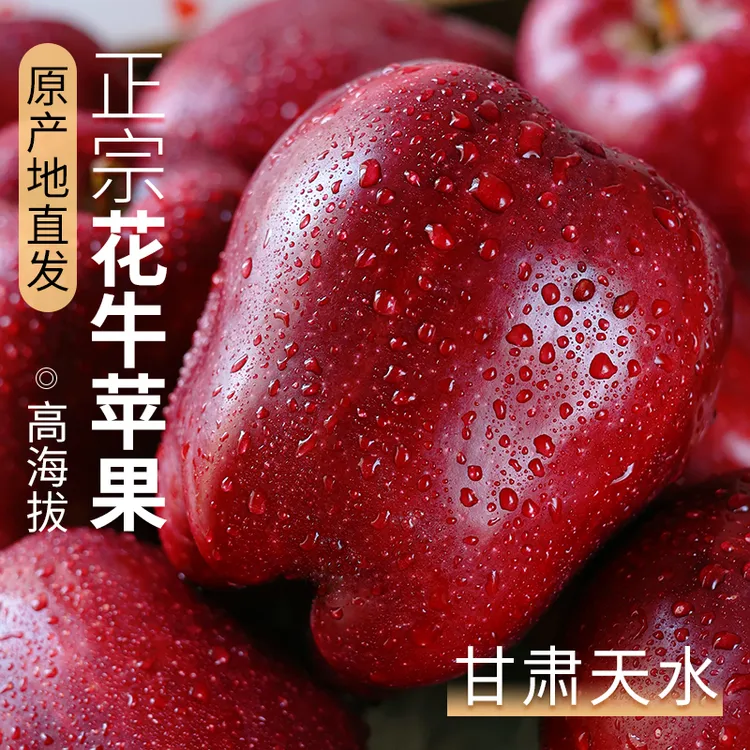 甘肃天水花牛苹果5斤新鲜水果整箱包邮应当季红蛇粉面丑当季平果