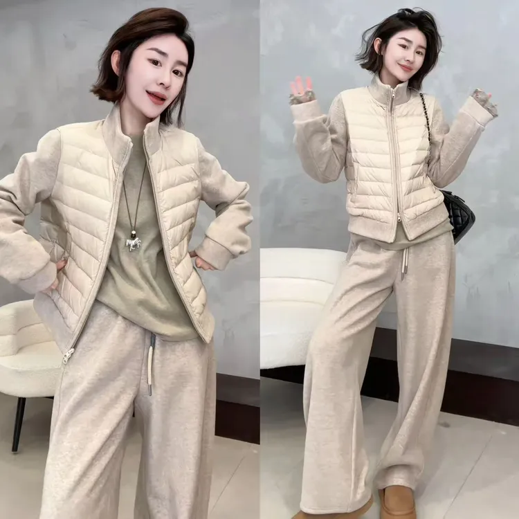 玖了个玖 2025冬季极简自留套装羽绒百搭休闲裤两件套2511C8264