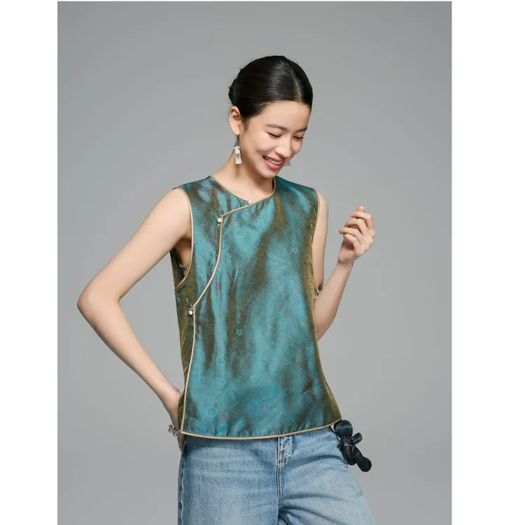 初见十三娘『夏至』手工高定桑蚕丝鎏金丝马甲新中式国风夏季清凉