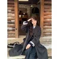慕兔韩版高级感显瘦中长款双面呢外套女2025冬季新款设计感大衣