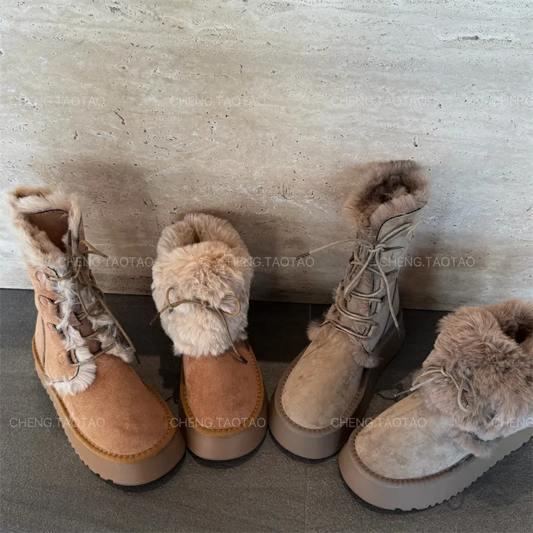 【程淘淘】冰雪奇缘丨复古保暖雪地靴冬季新款厚底加绒加厚防滑棉鞋