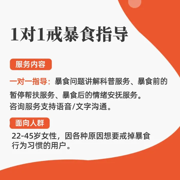 一对一戒暴食咨询教学课(语音或文字)