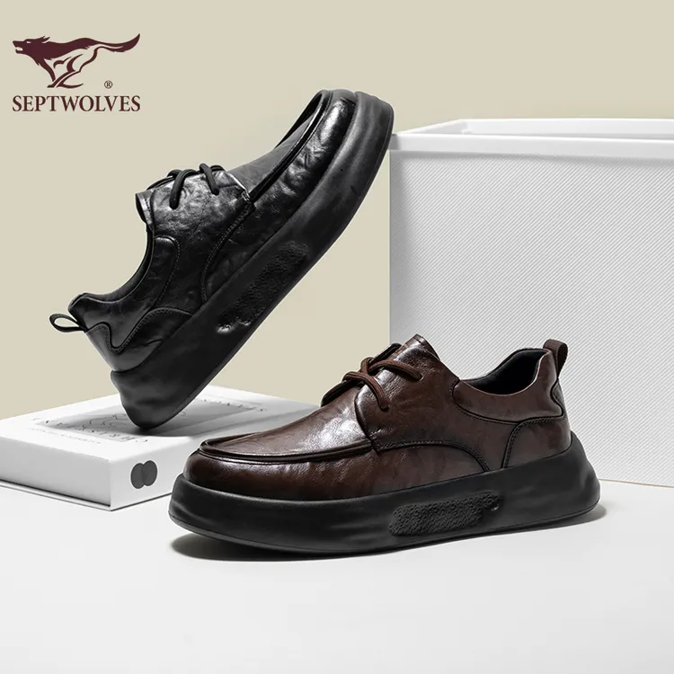 七匹狼25年秋冬新款软底软面通勤百搭轻量轻防水防滑复古休闲皮鞋