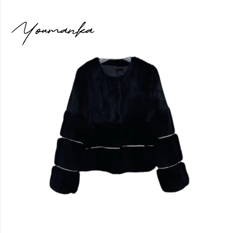 2025新款轻奢水貂拼龙猫兔外套2D569