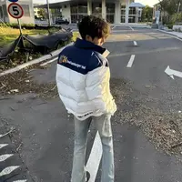 美式撞色字母印花“立领外套”