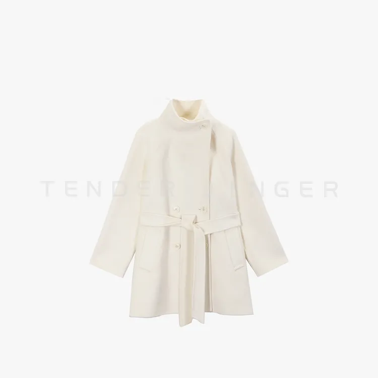 Tender Jinger｜立领系带收腰双面呢一手长款大衣T54KLM50509