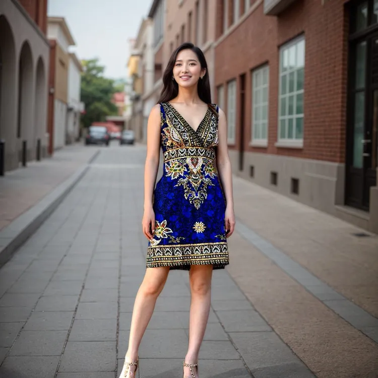 异域风情钉珠无袖宴会连衣裙服装夏季民族风印花时尚长款吊带女装