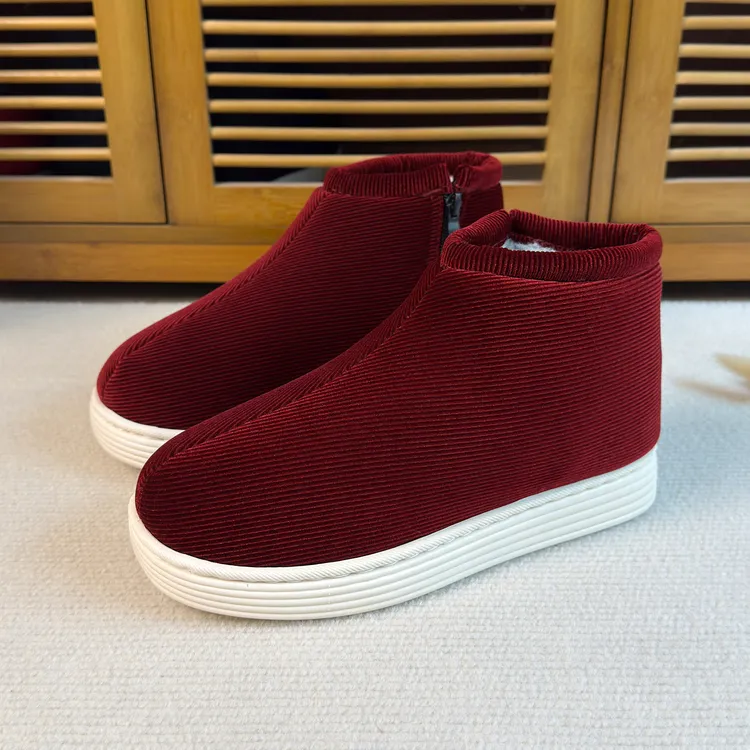 冬季手工老棉鞋女加绒老北京中老年妈妈孕妇月子加厚老人保暖防滑