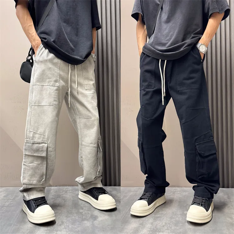 2025秋季新款美式宽松男士拼接休闲裤美式潮流工装裤子复古痞帅男