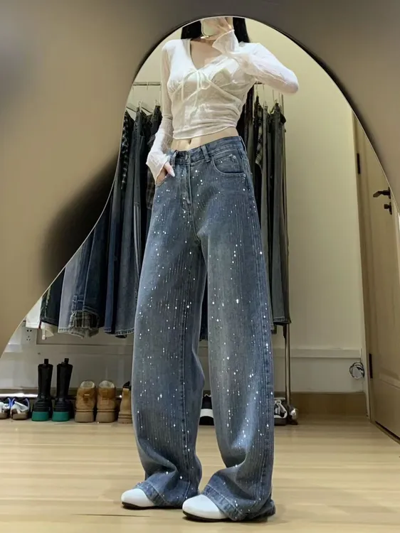 6858款爆闪加绒牛仔裤