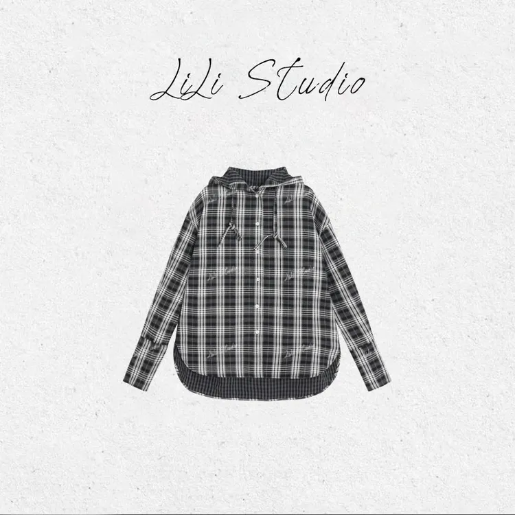 PCNY丨不理理「格纹闲衫」时尚百搭休闲风格纹连帽衬衫