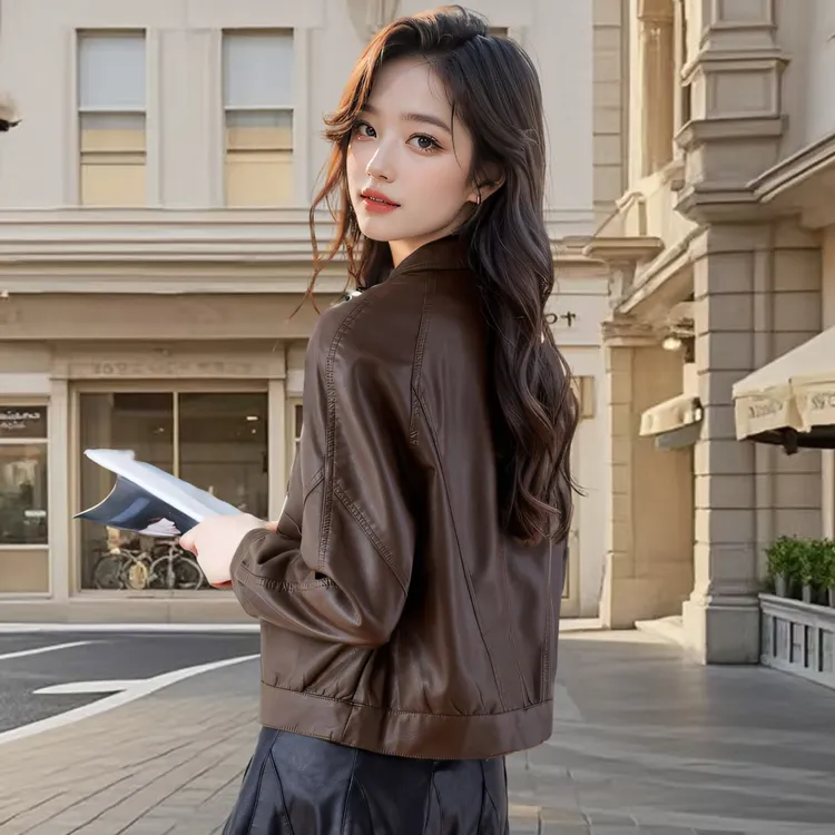 海宁真皮软皮衣女款爆款2025新款绵羊皮夹克大码胖mm短款排扣外套