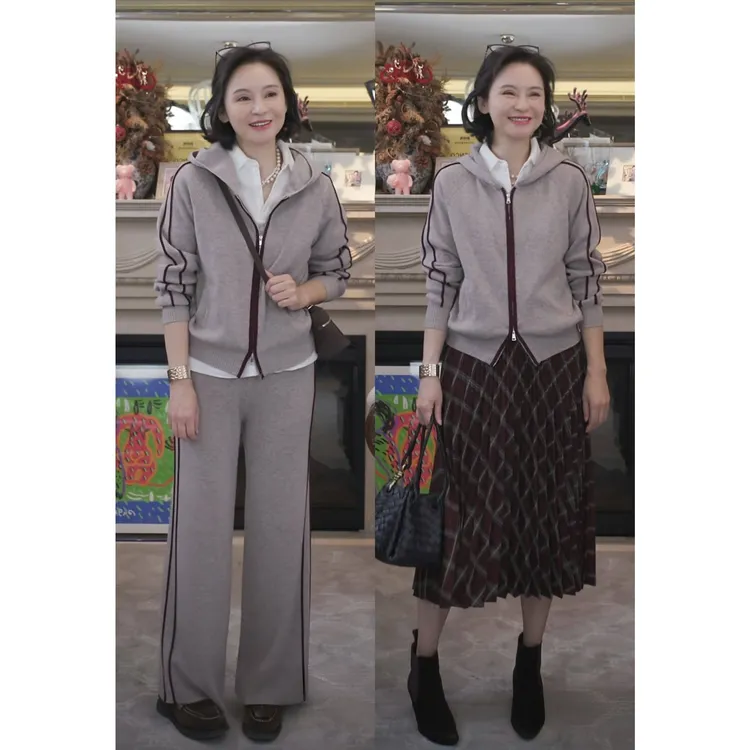 我是摩羯 意大利杠 90S美丽诺羊毛山羊绒休闲秋冬套装