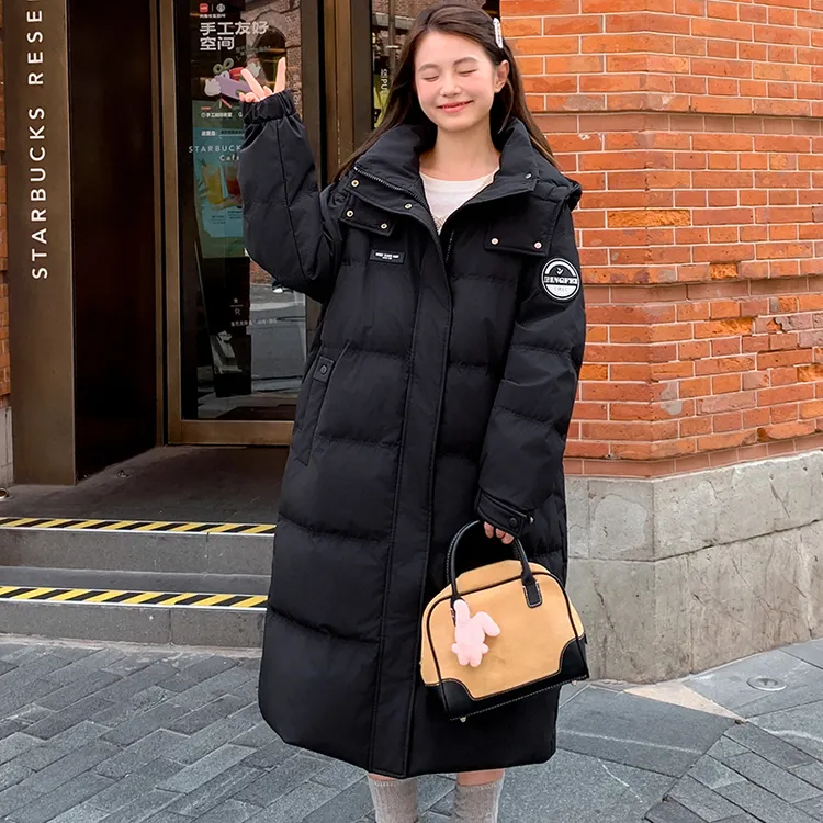 明明推荐大长款秋冬羽绒服时尚冬季大牌显瘦连帽加厚保暖过膝9903