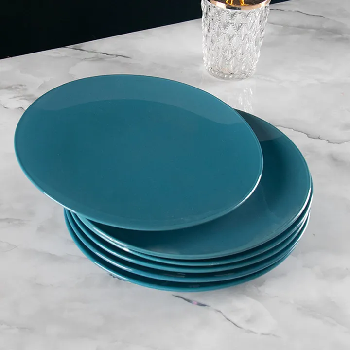 6只装7.5英寸平盘碟子家用创意菜盘子西式牛排盘陶瓷釉下彩餐具