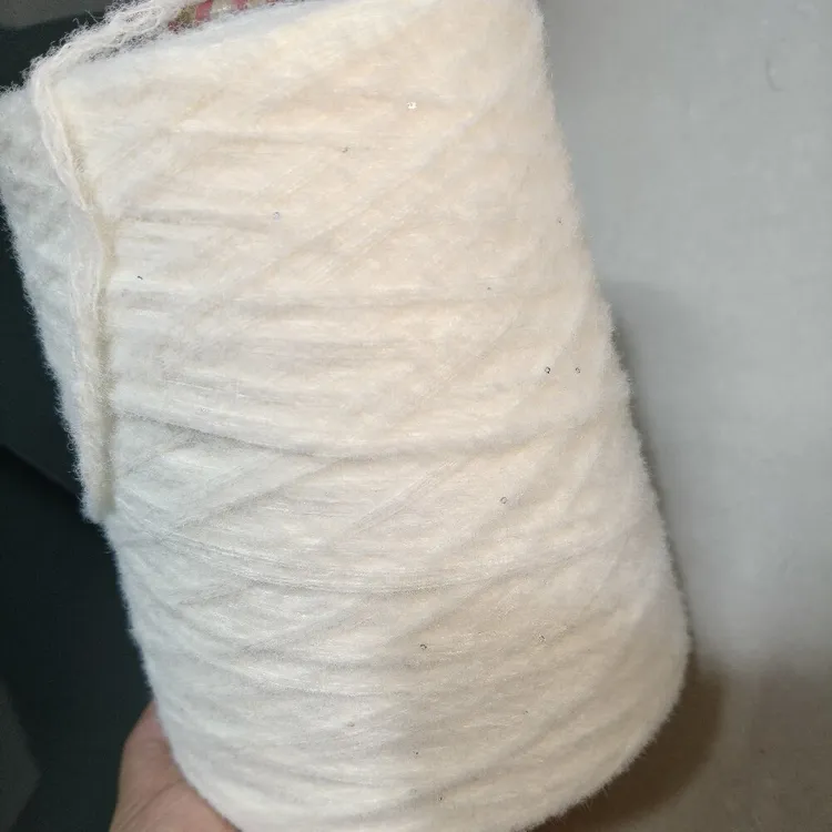 6股白色小亮片棉花糖慕丝线毛线花毯华格夫围巾帽子毛衣手工编织