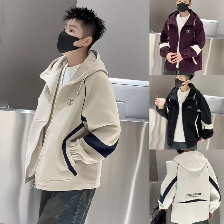 青少年秋季男生连帽休闲外套男士春秋潮流百搭学生韩宽松夹克986#