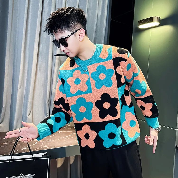 洋气高端重磅休闲毛衣男潮牌爆款保暖针织衫2025冬季新款男士线衣