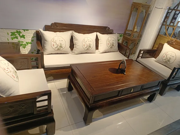 小荷花113适合小客厅古典成套新中式花海茶几美式轻奢简约