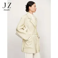 【丽公主专属】玖姿安娜蔻JTDD72212优雅腰带驳领落肩中长大衣女202