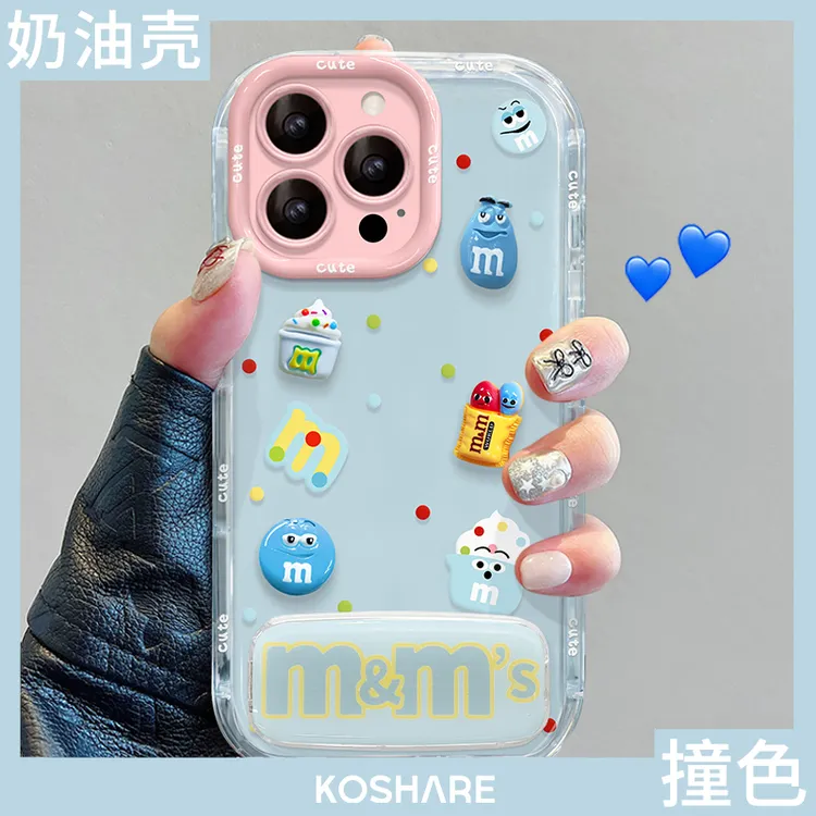 波点m豆公仔适用苹果华为/vivo/oppo小米iPhone16果冻奶油手机壳