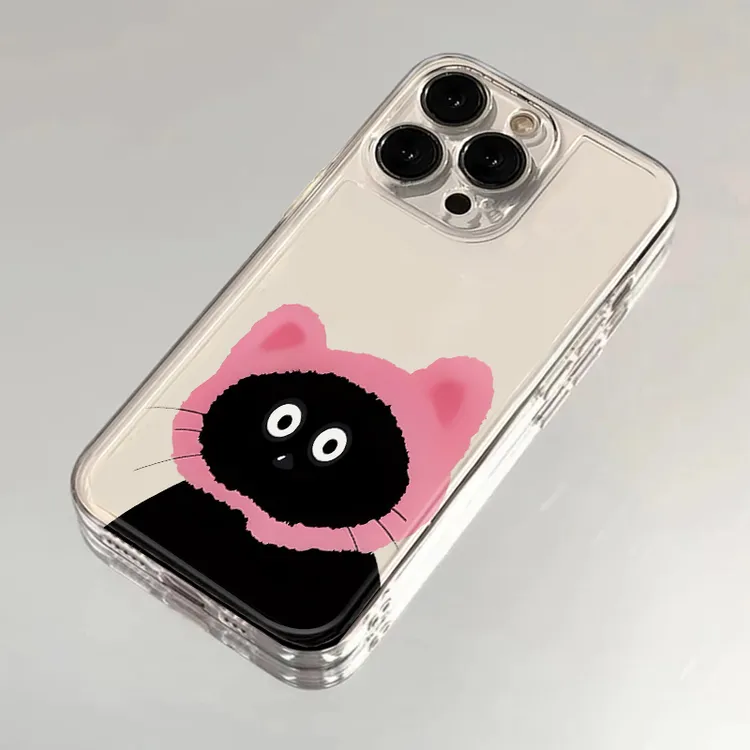 粉头套猫咪适用iPhone16苹果15手机壳14promax网红13可爱12卡通11