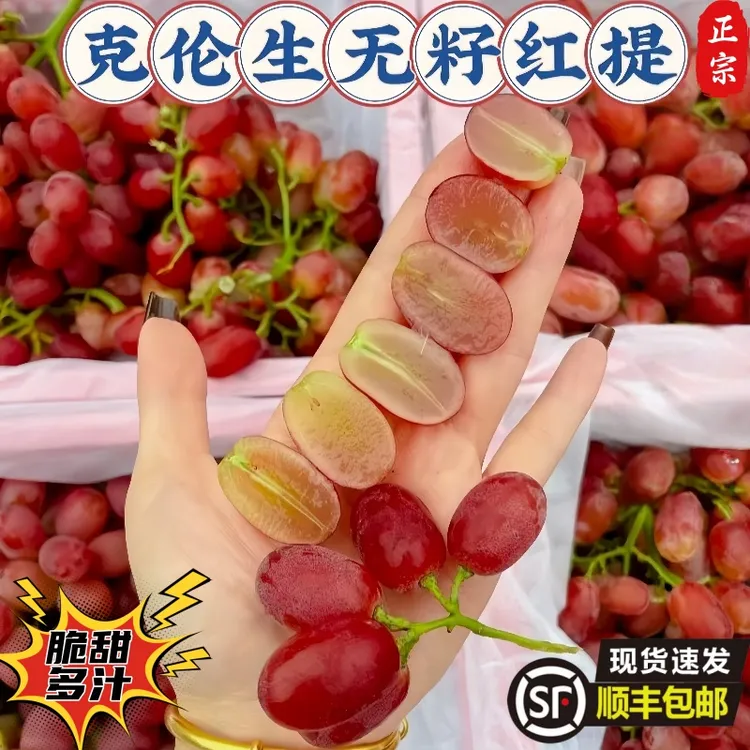 【无籽】正宗克伦生红提葡萄大凉山脆甜多汁冰美人葡萄应季新鲜水果