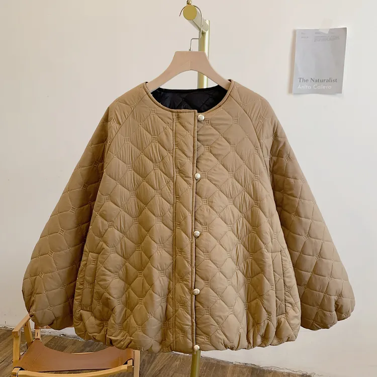 日富一日Y4024菱格夹棉两面穿圆领棉衣