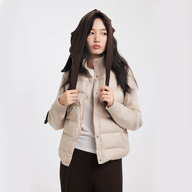 XVRV科技绒拼接立领棉服秋冬季纽扣运动外套高智风蓬松开衫上衣