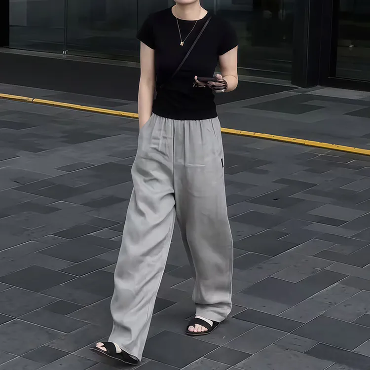 休闲显瘦垂坠感裤子2025新款简约通勤时尚女装百搭流行休闲裤子潮