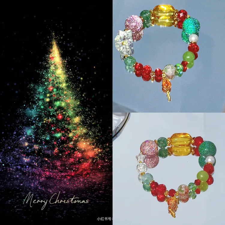 铜合金琉璃手链 圣诞老人的魔法口袋  琉璃树脂手链