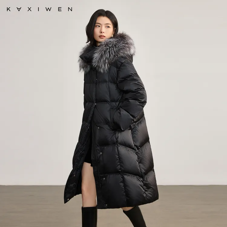 佧茜文通勤长款羽绒服「90绒」软糯蓬松狐狸毛领外套X11AYN8496