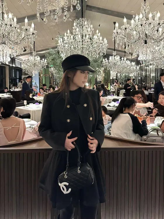 琪琪怪怪大码女装【缪系列】时尚洋气呢子外套+蓬蓬连衣裙J38078QQ