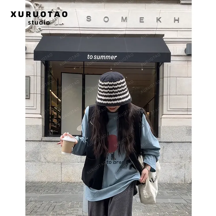 XURUOTAO【条纹渔夫帽】羊毛百搭时尚气质休闲条纹帽子 T5544