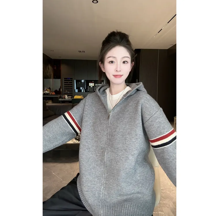 FAND品牌【T+Btangmu】秋冬情侣装加厚保暖拉链连帽开衫外套毛衣