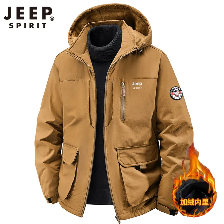 吉普JEEPSPIRIT男士夹克外套男秋冬季冲锋衣大码多口袋休闲工装