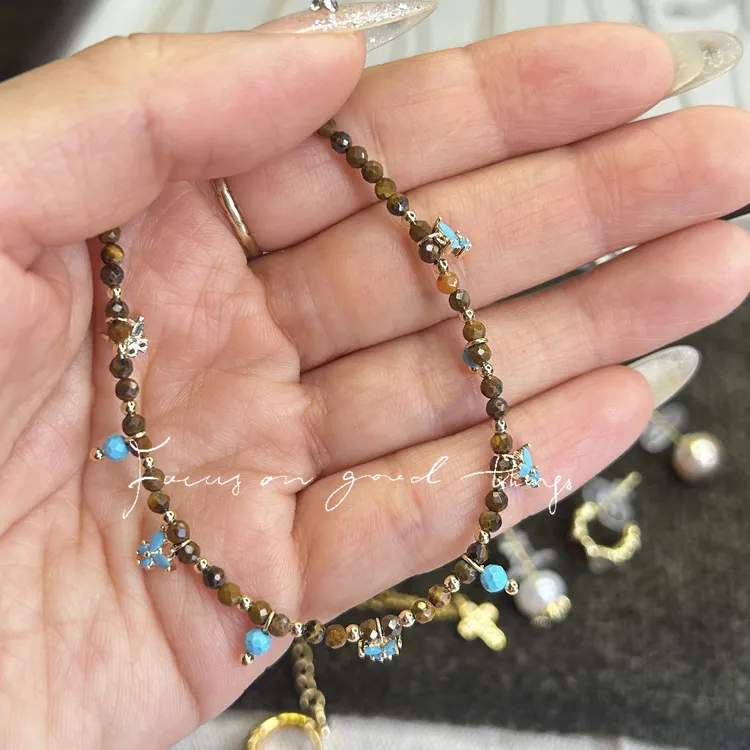 钛钢项链 钛钢材质小众设计幸运碎石小蝴蝶气质百搭